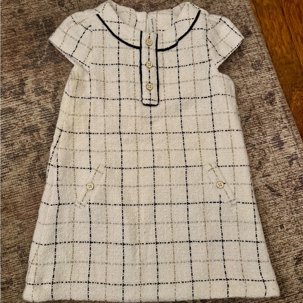 Janie and Jack White, Gold and Black Checkered Dress - Excellent condition